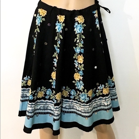 Dresses & Skirts - P J N Y Women's Sequins Flare Tie Waist Floral